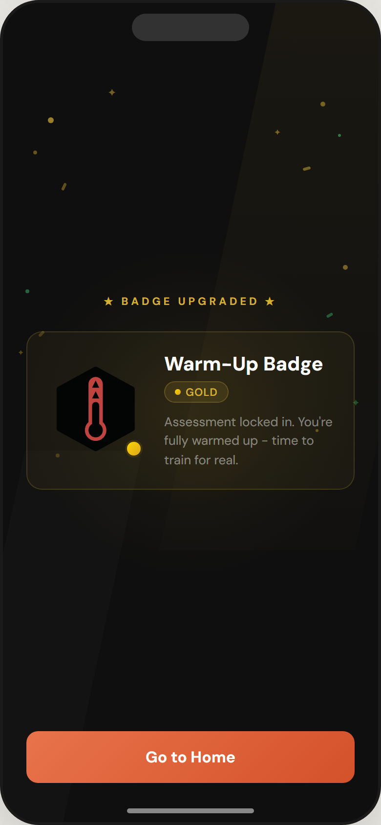 Badge unlock celebration screen
